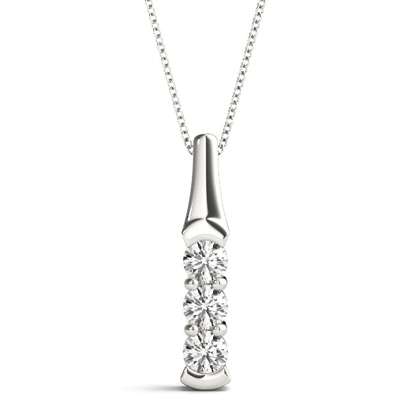 White Platinum 3-Stone Lab Diamond Pendant