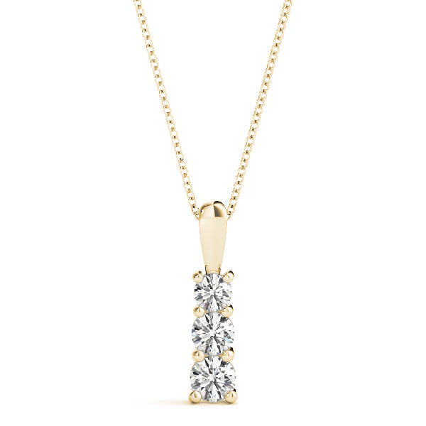 18K Yellow Gold Lab Diamond 3-Stone Pendant