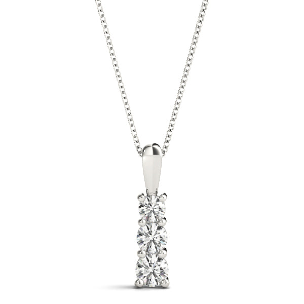 18K White Gold Lab Diamond 3-Stone Pendant