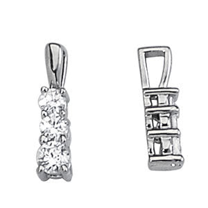 18K White Gold Diamond Three Stone Pendant Necklace