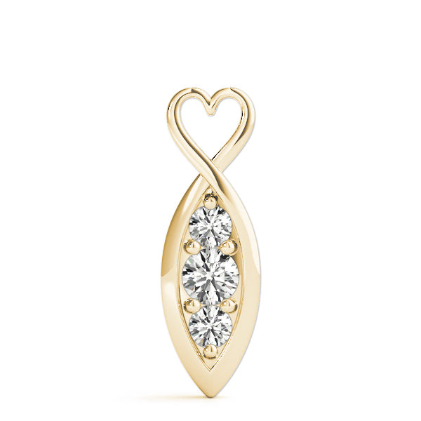 14K Yellow Gold Round Diamond 3-Stone Pendant