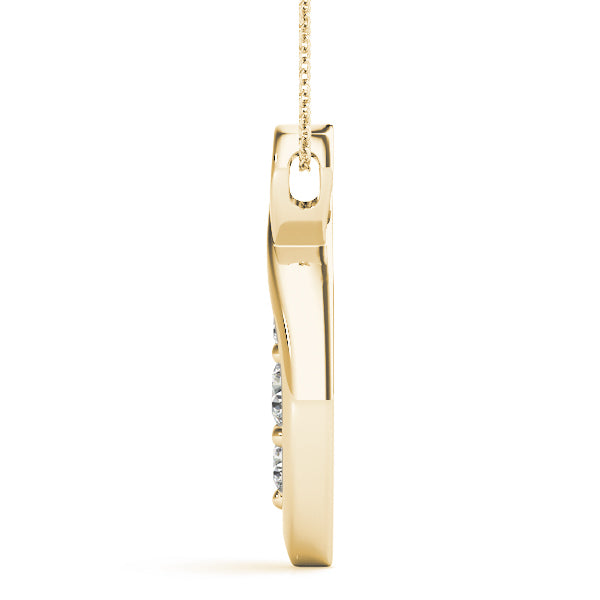 14K Yellow Gold Round Diamond 3-Stone Pendant