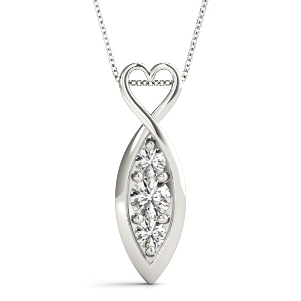 Diamond 14K Gold 3-Stone Round Pendant