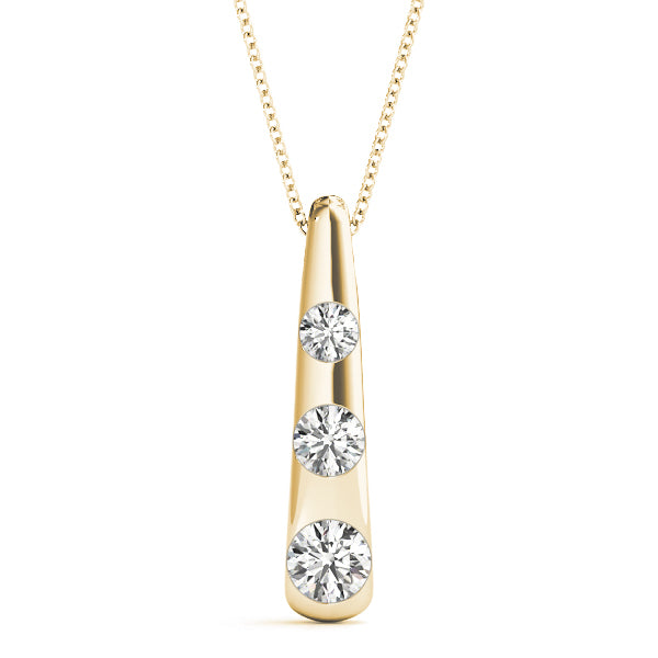 18K Yellow Gold Lab Diamond 3-Stone Pendant