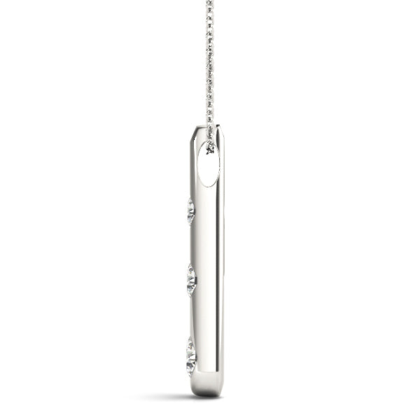 14K White Gold Lab Diamond 3-Stone Pendant