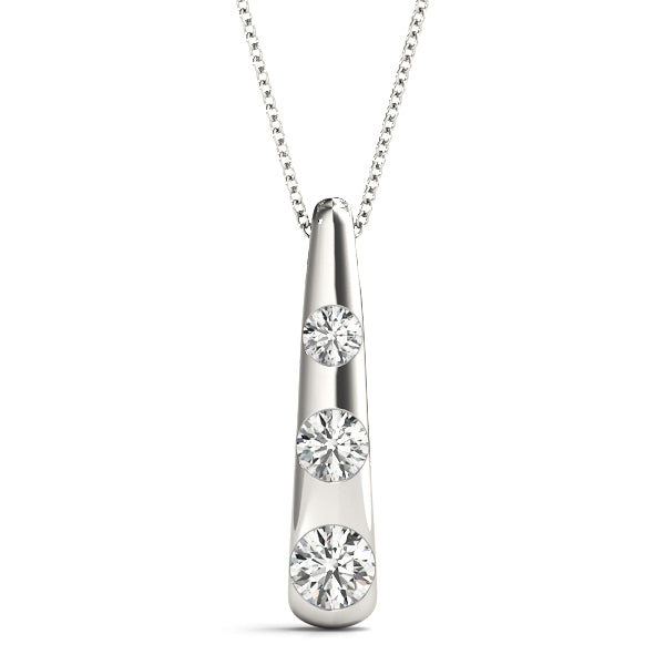 Lab Diamond 3 Stone 14K Gold Pendant