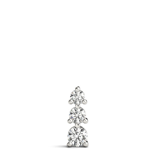 18K White Gold 1 ct Diamond Three-Stone Pendant Necklace