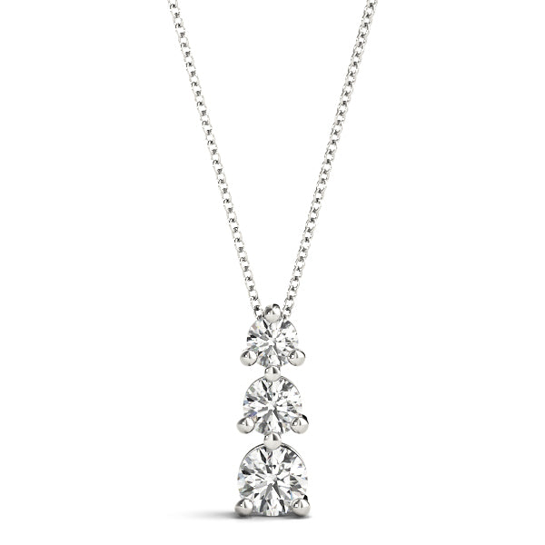 Lab Diamond 3 Stone 14K Gold Pendant