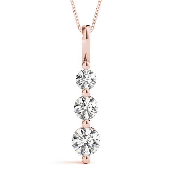 Rose Gold 3-Stone Lab Diamond Pendant 1.0 CTW