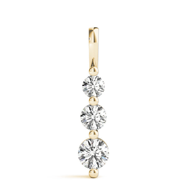 18K Yellow Gold 1 ct Diamond Three-Stone Pendant