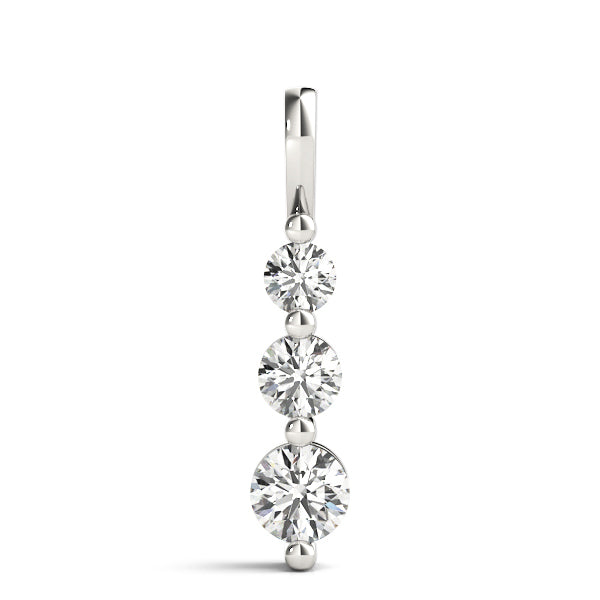 Platinum 1 CT Round Diamond Three Stone Pendant