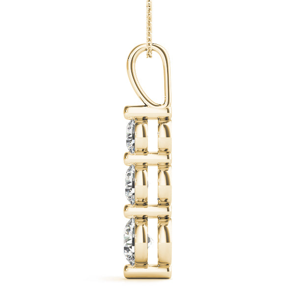 18K Yellow Gold 1 ct Diamond Three-Stone Pendant