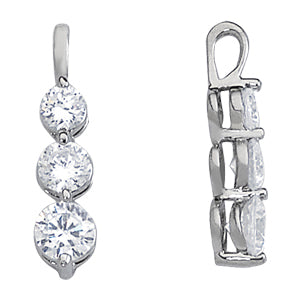 Platinum 1 CT Round Diamond Three Stone Pendant