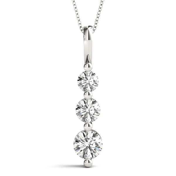 Lab Diamond 3 Stone 14K Gold Pendant