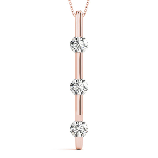 Rose Gold 3-Stone Lab Diamond Pendant