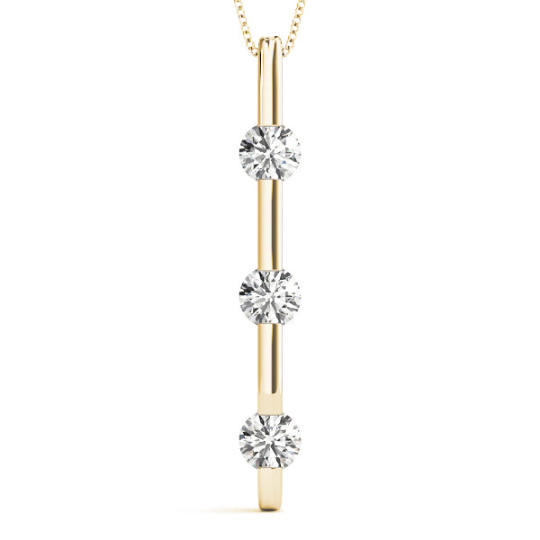 3-Stone Diamond 18K Yellow Gold Pendant