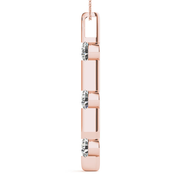Rose Gold 3-Stone Lab Diamond Pendant