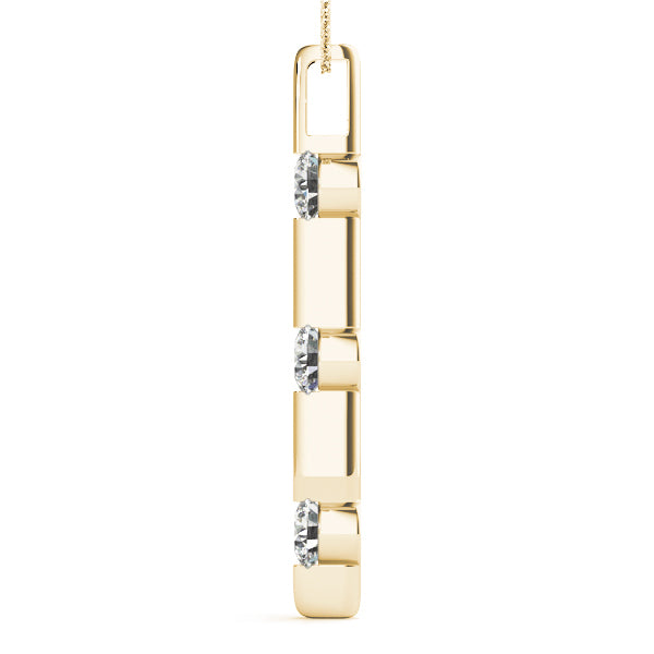 3-Stone Diamond 18K Yellow Gold Pendant