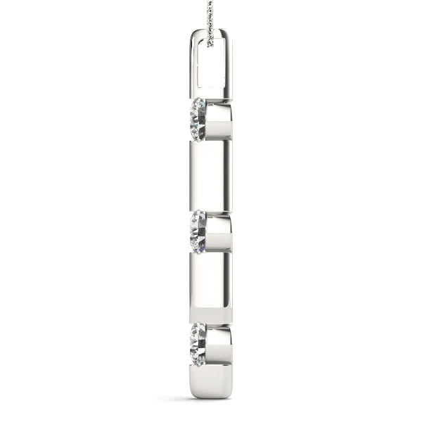 White Platinum 3-Stone Lab Diamond Pendant
