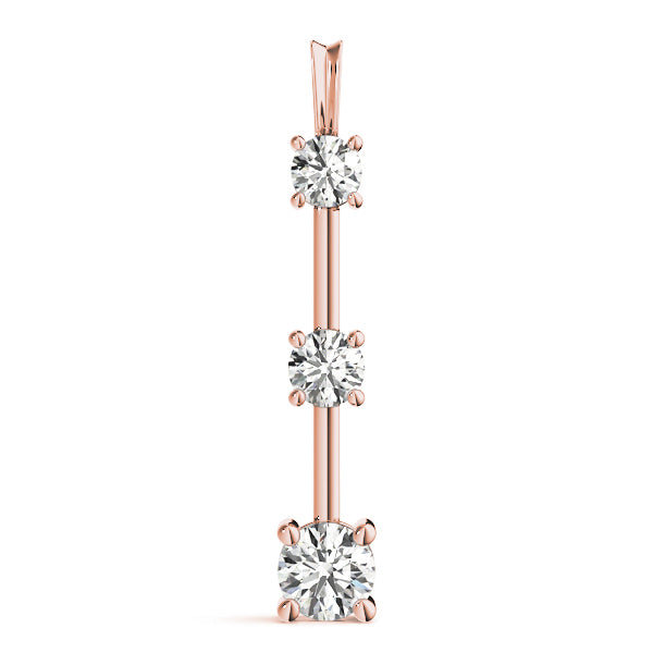 18K Rose Gold 1 ct Round Diamond Three-Stone Pendant