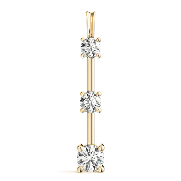 14K Yellow Gold Lab Diamond 3-Stone Pendant Necklace