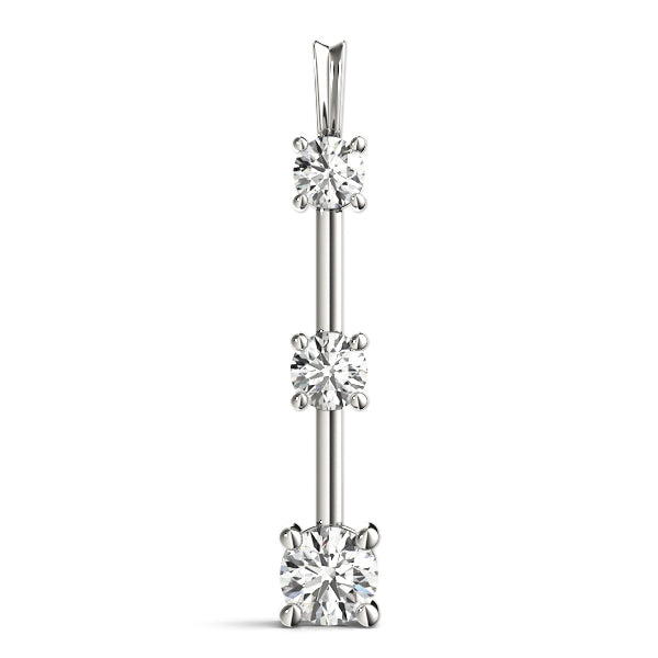 14K White Gold 0.45ctw Lab Diamond 3-Stone Pendant