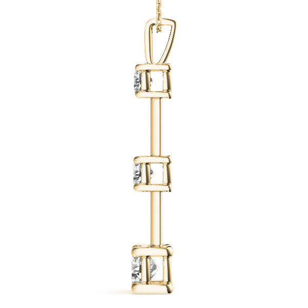 14K Yellow Gold Lab Diamond 3-Stone Pendant Necklace