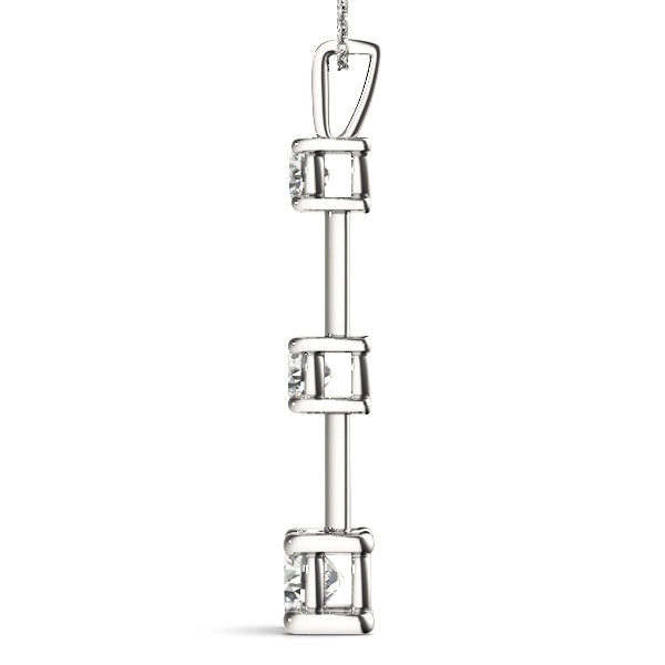 18K White Gold 1 CT Diamond Three-Stone Pendant