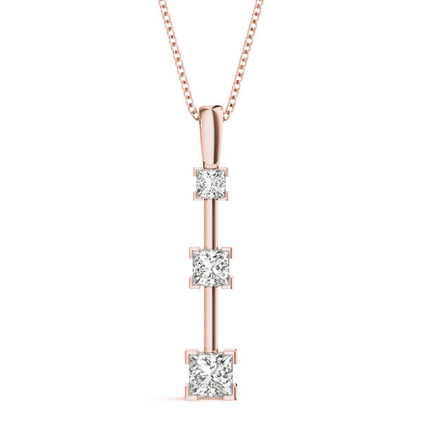 Rose Gold Lab Diamond 3-Stone Square Pendant