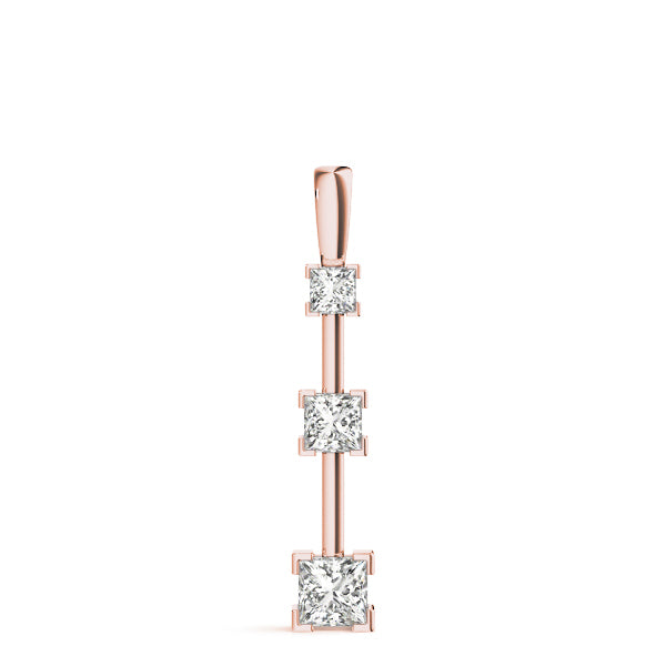 Rose Gold Lab Diamond 3-Stone Pendant