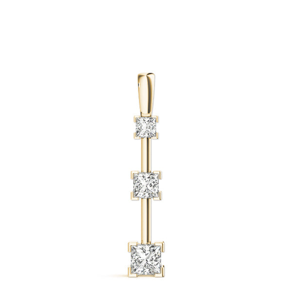 14K Yellow Gold Square Diamond 3-Stone Pendant