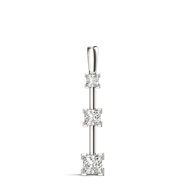 14K White Gold Square Lab Diamond Pendant