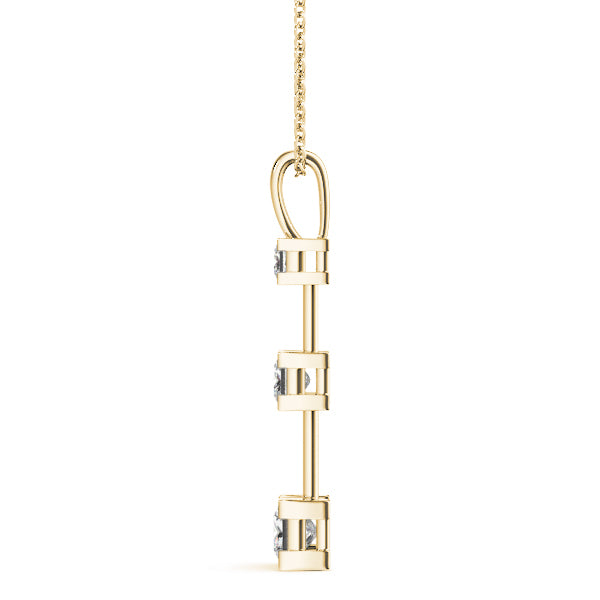 3-Stone Square Diamond Pendant in 18K Yellow Gold