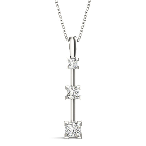 Platinum White Lab Diamond 3-Stone Pendant