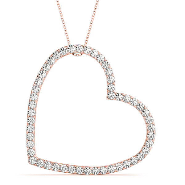 14K Rose Gold Multi-Diamond Heart Pendant