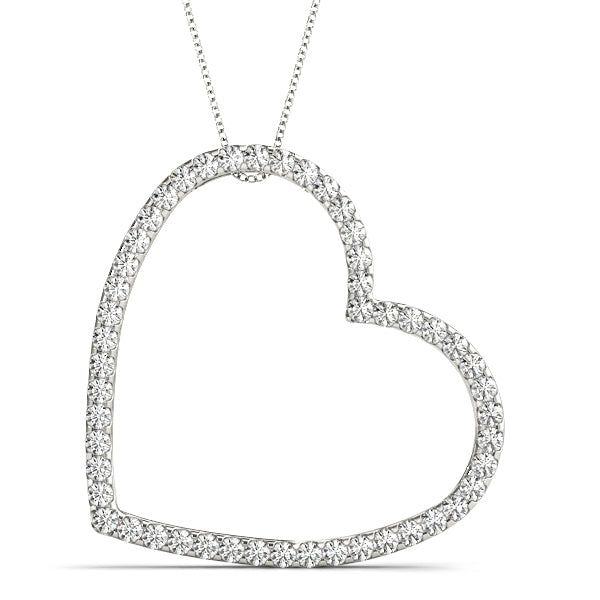 White Gold 50-Diamond Heart Pendant