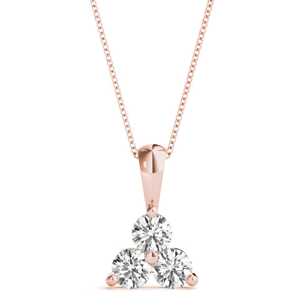 Rose Gold 3-Stone Lab Diamond Pendant