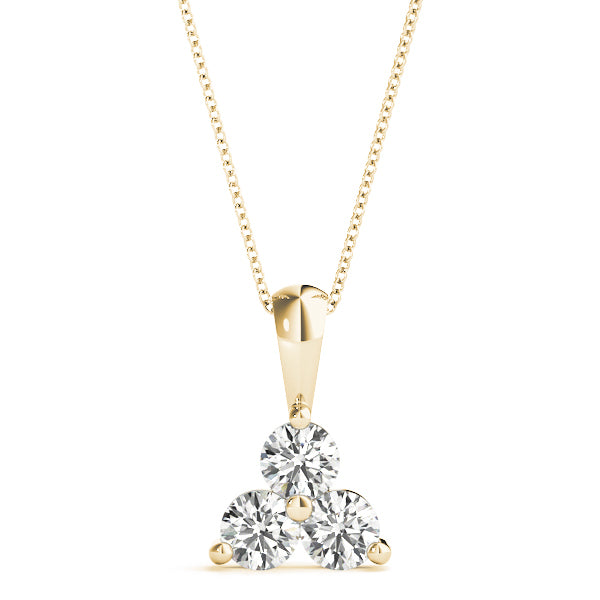 14K Yellow Gold Lab Diamond 3-Stone Pendant