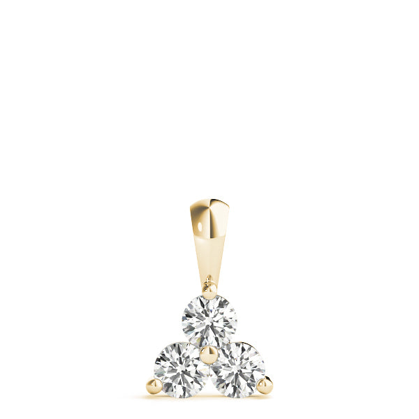 18K Yellow Gold Round Diamond 3-Stone Pendant