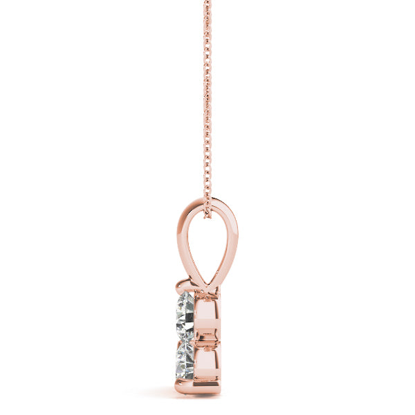 18K Rose Gold 1 ct Three Stone Diamond Pendant