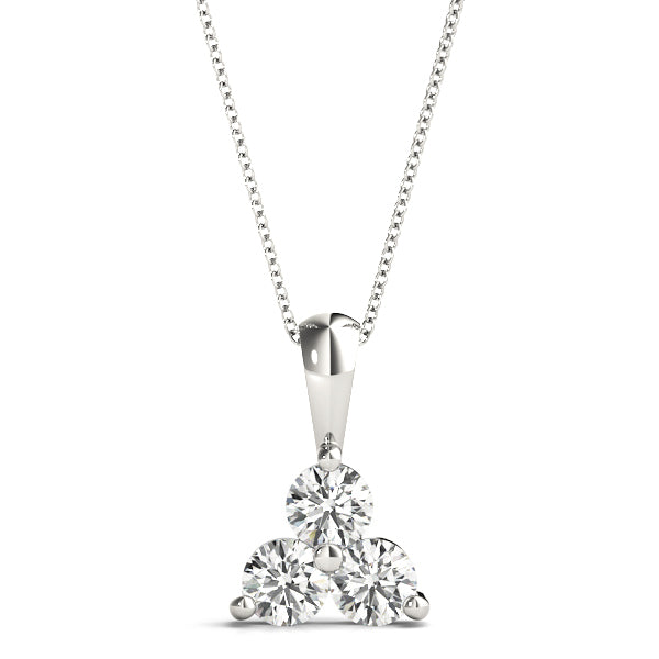 White Platinum 3-Stone Lab Diamond Pendant