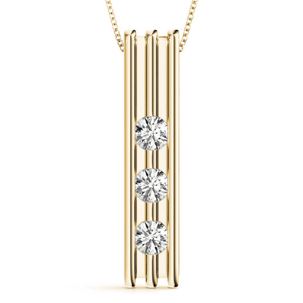 18K Yellow Gold Lab Diamond 3-Stone Pendant