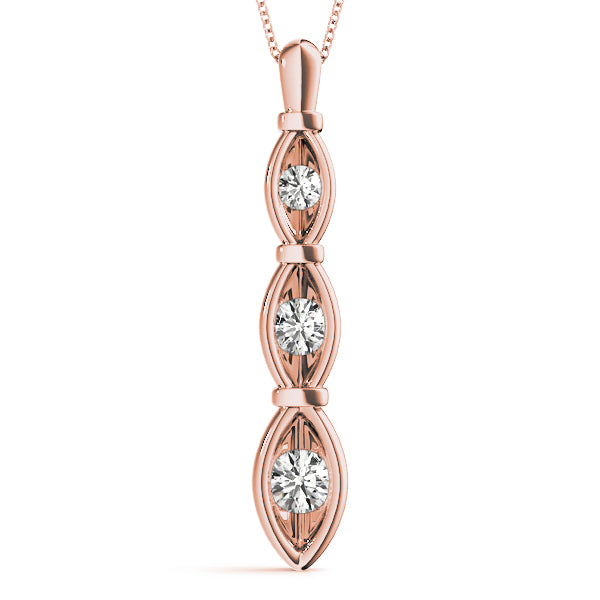 18K Rose Gold Diamond Three-Stone Pendant 0.5ctw