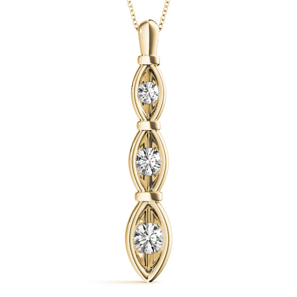 18K Yellow Gold 1/2 ct Diamond Three-Stone Pendant