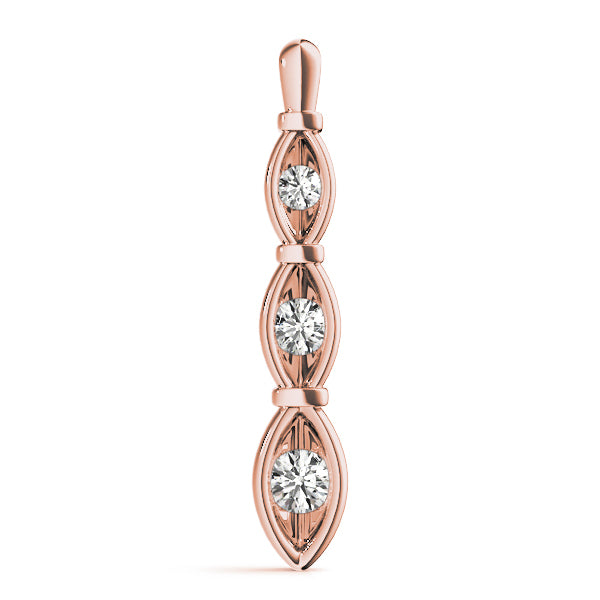 18K Rose Gold Diamond Three-Stone Pendant 0.5ctw