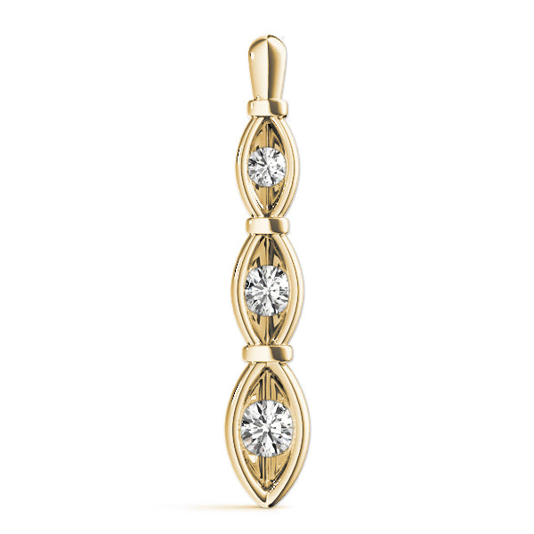 18K Yellow Gold 1/2 ct Diamond Three-Stone Pendant