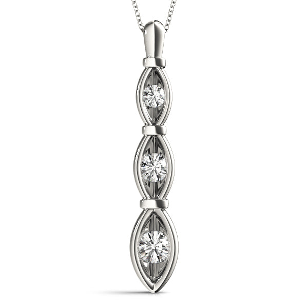 14K White Gold Lab Diamond Trilogy Pendant