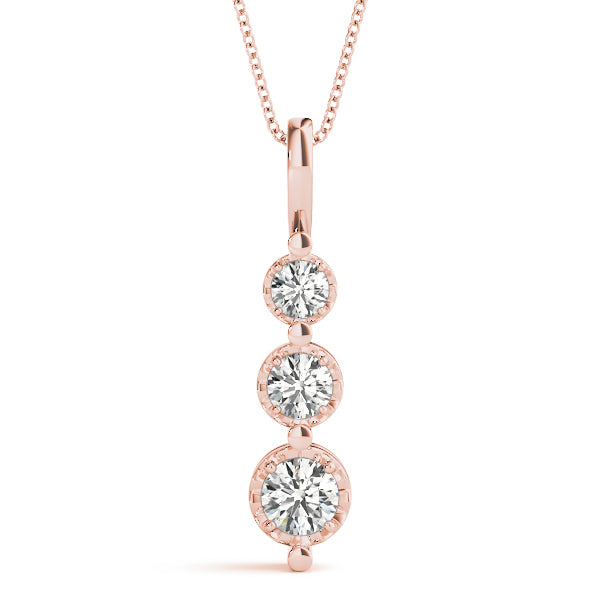 18K Rose Gold 1/2 ct Diamond Three-Stone Pendant
