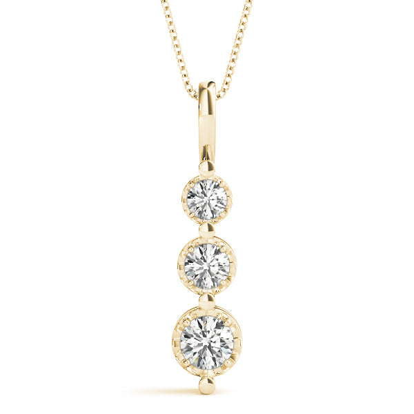 18K Yellow Gold 1/2 ct Diamond Three-Stone Pendant