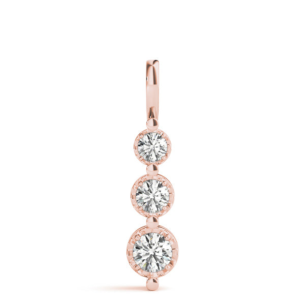 Rose Gold Lab Diamond 3-Stone Pendant 0.40ctw